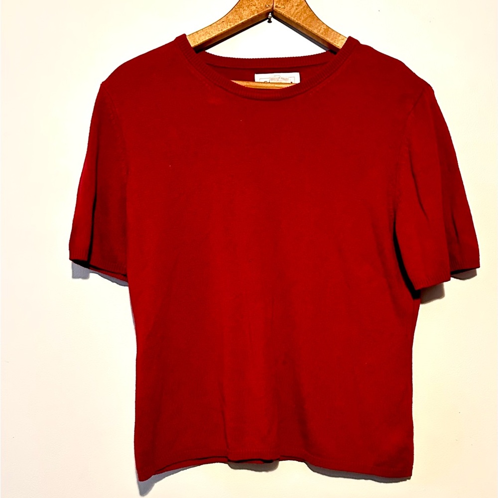 Silk & Cashmere Short Sleeve Sweater Red. Sz L by Worthington. Luxury Basic